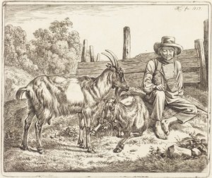 Giovane pastore con due capre da Johann Adam Klein