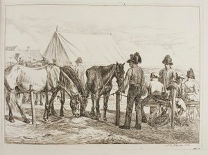 Soldati in un campo militare da Johann Adam Klein