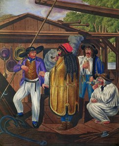 Cocchiere e marinai su un battello danubiano, da una serie di tipi viennesi ...