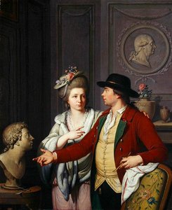 Samuel Nahl mostra alla sua sposa un busto di suo fratello da Johann August the Younger Nahl