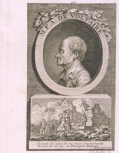 Ritratto dello scrittore, saggista e filosofo François Marie Arouet de Voltaire 1694-1778 da Johann Balzer