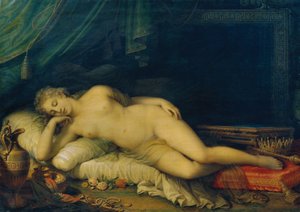 Venere dormiente su un letto di riposo