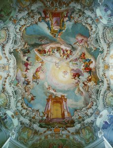 Affresco centrale della chiesa di Wies, Baviera ... (affresco)
