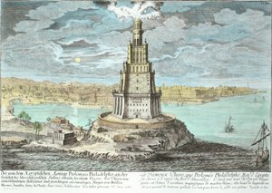 Faro di Alessandria, costruito da Tolomeo il Grande, Egitto, da Entwurf einer historischen Architektur, inciso da Johann Adam Delsenbach da Johann Bernhard Fischer von Erlach