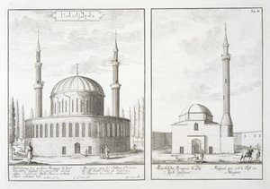 Vista di una moschea a Bursa e una moschea in Ungheria, da 
