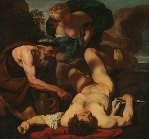 Selene ed Endimione (precedentemente intitolato La morte di Orione) da Johann Carl Loth (attributed to)
