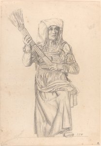 Contadina Italiana con una Scopa