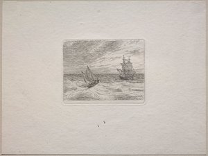 Mari Agitati con un Due Alberi e una Barca a Vela da Johan Christian Dahl