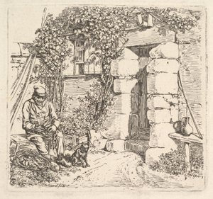 Il vecchio e il suo cane Pomerania, 1817 da Johann Christian Erhard
