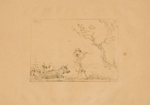 Mandriano che affila una falce, con bestiame da Johann Christian Klengel
