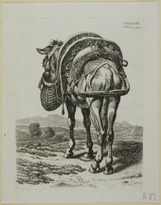 Mulo che mangia - Retro, da Die Zweite Thierfolge da Johann Christian Reinhart