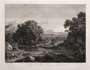 Paesaggio eroico: Bestiame che attraversa il fiume da Johann Christian Reinhart