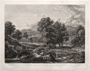 Paesaggio eroico: La danza del pastore sul ponte da Johann Christian Reinhart