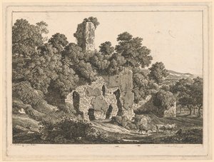 Paesaggio - Rovine della Villa di Ventidio Basso a Tivoli da Johann Christian Reinhart