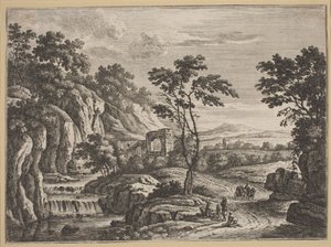 Paesaggio con Rovine e Cascata da Johann Christoph Dietzsch