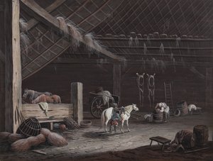 Il cavallo bianco: interno del fienile