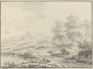 Due Uomini che Riposano vicino a un Lago da Johann Christoph Dietzsch
