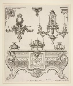 Foglio di disegni ornamentali da Johann Christoph Hafner