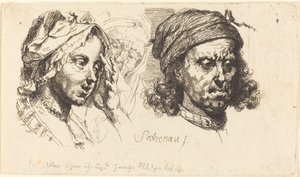 Giovane donna, vecchia donna e uomo con i capelli lunghi da Johann Eleazar Schenau