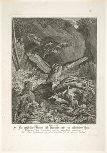 Favola III, tavola tre da Lehrreiche Fabeln aus dem Reiche der Theire da Johann Elias Ridinger