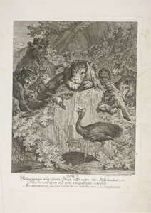 Favola V, tavola cinque da Lehrreiche Fabeln aus dem Reiche der Theire