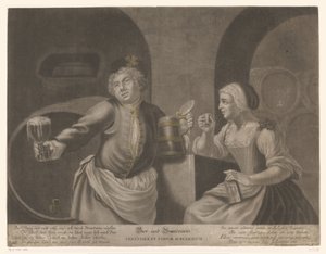 Uomo e donna bevono birra e brandy da Johann Elias Ridinger
