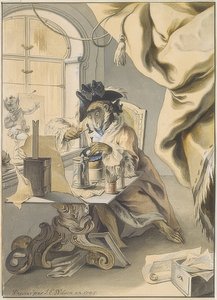 La scimmia come incisore e orafo da Johann Esaias Nilson