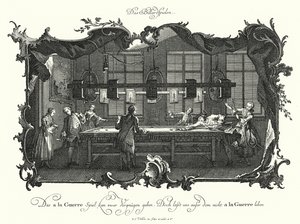 Il gioco del biliardo (incisione) da Johann Esaias Nilson