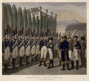 Parata delle Guardie Francesi al Lustgarten di Berlino nel 1806 da Johann Friedrich Jügel
