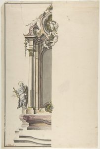Progetto per un altare aedicula con San Paolo a sinistra, metà XVIII secolo da Johann Georg Dirr