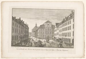 Veduta di un mercato del pesce a Colonia con la chiesa di San Pietro da Johann Georg Rosenberg