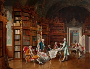 Scena di biblioteca, fine XIX secolo da Johann Hamza