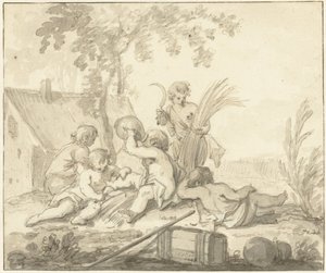 Rappresentazione allegorica con bambini e attributi dell