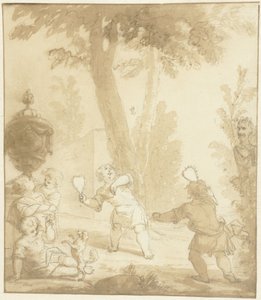 Rappresentazione allegorica con bambini che giocano da Johann Heinrich Keller (II)