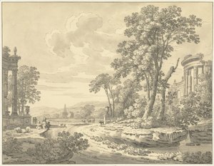 Paesaggio italiano con rovine da Johann Heinrich Muntz