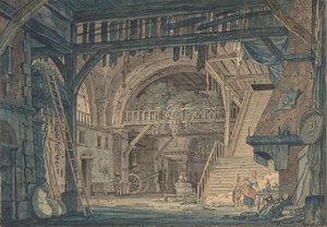 Progetto scenografico di una rovina romana antica convertita in un fienile, fine XVIII-metà XIX secolo da Johann Heinrich Ramberg