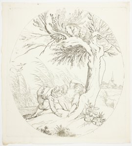Uomo inosservato che spia amanti sdraiati da Johann Heinrich Ramberg