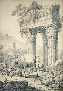 Mucca in un paesaggio campagnolo