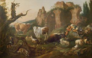 Animali da fattoria in un paesaggio, 1685