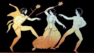 Un satiro, una menade e un seguace maschio di Dioniso danzano in una frenesia c.1796