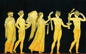 La dea Nike che assegna la fascia della vittoria a tre vincitori incoronati di alloro c.1796 da Johann Heinrich Wilhelm Tischbein