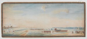 Fanteria britannica, fanteria indigena e cavalleria indigena che si esercitano fuori dal Forte St George, Madras da Johann Jacob Ludewig Rothmeyer