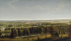 Vista sul parco del castello di Gattschina da Johann Jakob Mettenleiter