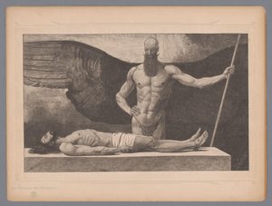 Cristo nel sarcofago con un angelo (Der Triumph der Finsternis) da Johann Jakob Weber