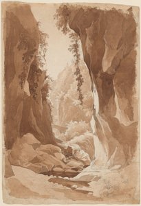 Scogliere che sovrastano una gola del fiume vicino a Sorrento (recto) da Johann Joachim Faber