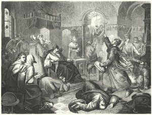 Un mago finlandese che predice la morte imminente di Ivan il Terribile (incisione) da Johann Karl Baehr