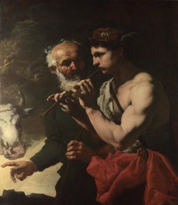 Mercurio che suona il flauto per Argus, 1655-1657 da Johann Karl Loth