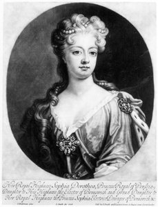 Sofia Dorotea, regina di Prussia, incisa da John Smith, 1706