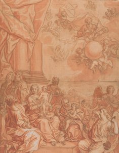 La Vergine e il Bambino con santi e angeli, e Dio Padre nel cielo da Johann Lorenz Haid