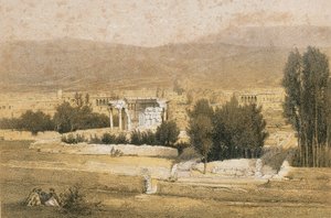 Baalbek. Incisione di Bernatz et alii - Steinkopk J.F. Editore da Johann Martin Bernatz